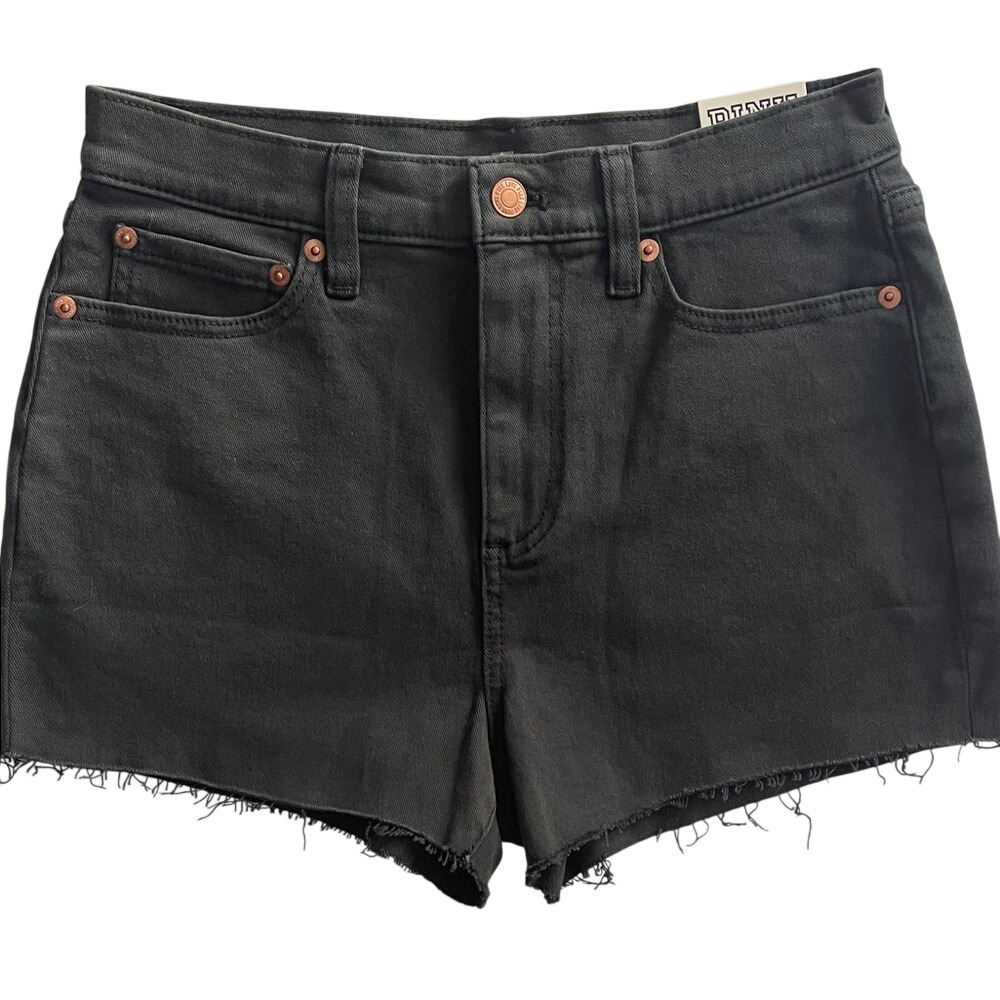 PINK Victoria's Secret Black High Waisted Cut Off Jean Shorts 26 NWT